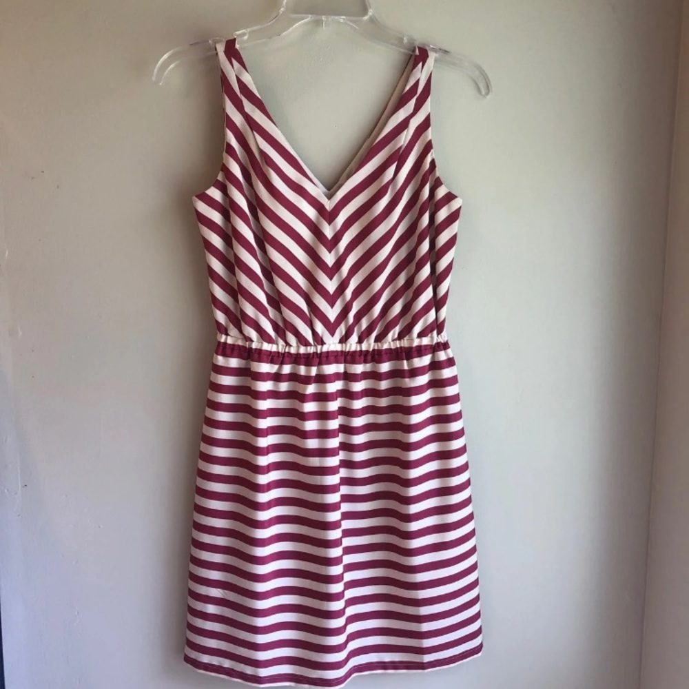 Ann Taylor Loft pink and white dress 0p